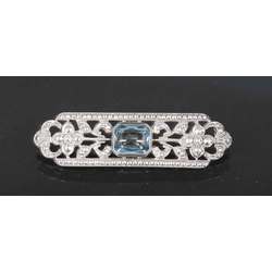 Silver Art Nouveau brooch with aquamarine ?