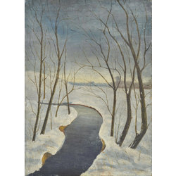 Winter landscape with a river