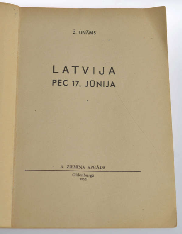 Книга  ''Latvija pēc 17. jūnija'',Ж. Уамс