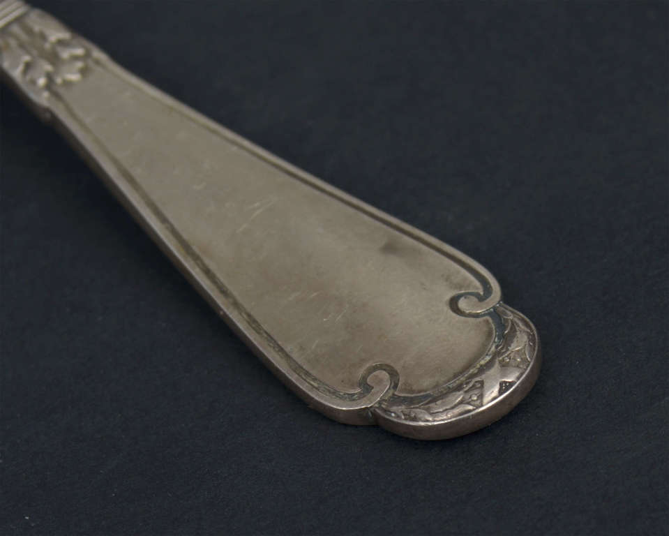 K. Faberge silver tea strainer / spoon
