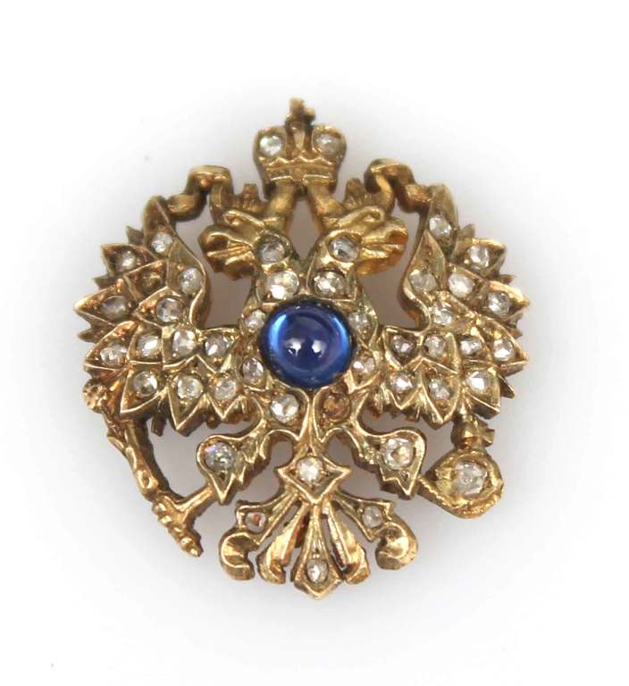 Golden coat of arms of Russia with sapphires and diamonds