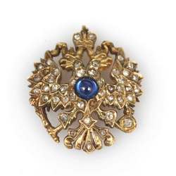 Golden coat of arms of Russia with sapphires and diamonds