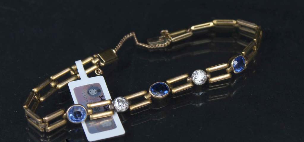 K. Faberge gold bracelet with sapphires and diamonds