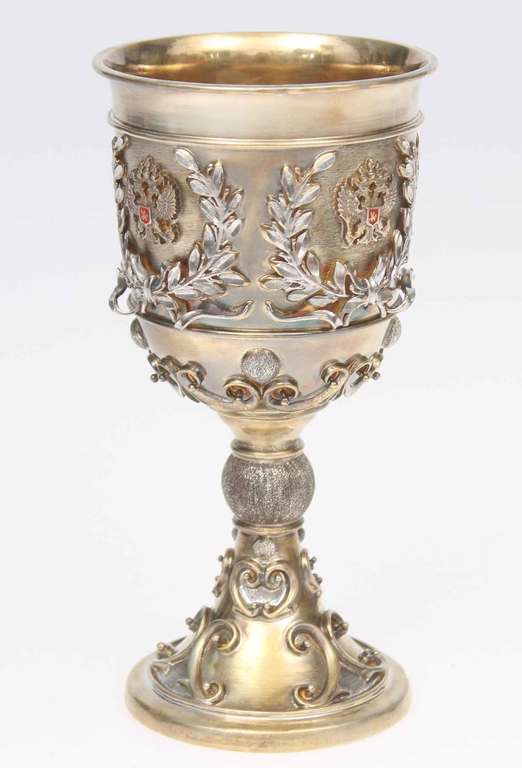 Silver cup with Russian coats of arms