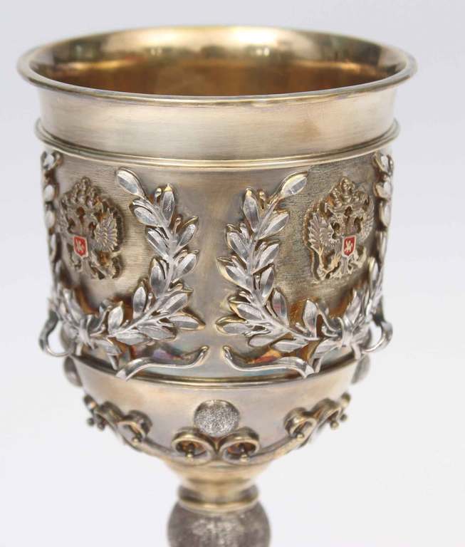 Silver cup with Russian coats of arms