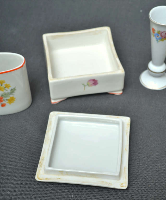 Porcelain exhibition set - vase, chest, plate and dish