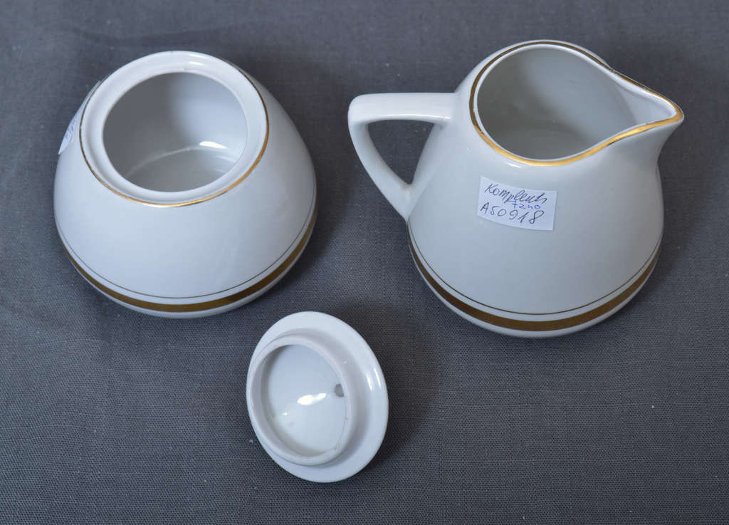 Porcelain jug, cream bowl and sugar bowl