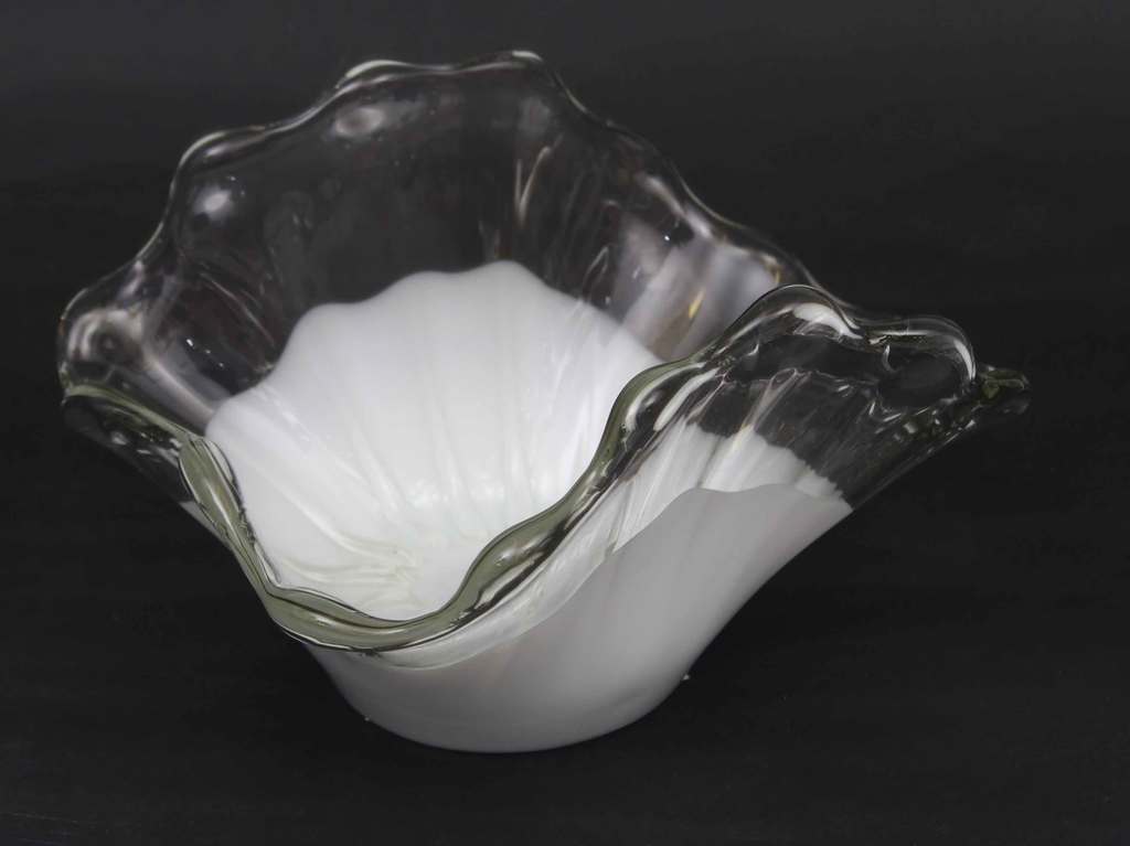 Glass bowl with white glaze