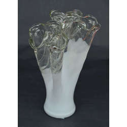 Glass vase with white glaze
