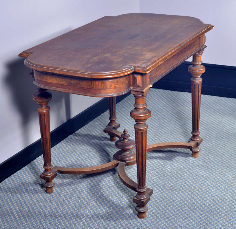 Antique table with walnut veneer