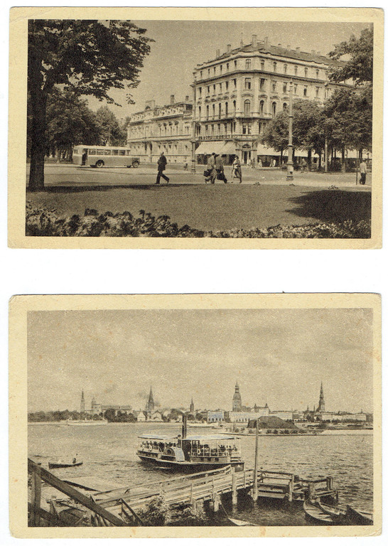 2 открытки - «Бривибас бульвар», «Агенскалнский причал».