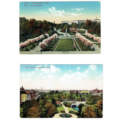 2 открытки - «Вид из Рижского театра», «Театральный сад».