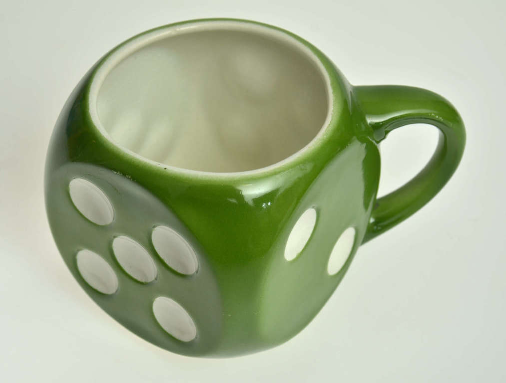 Earthenware mug in the form of dice