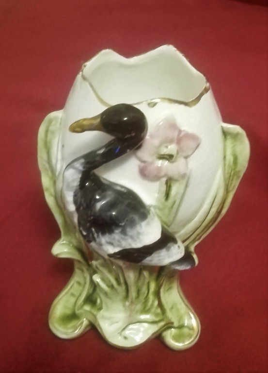 Art Nouveau vase with a bird 