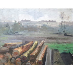 Landscape with logs