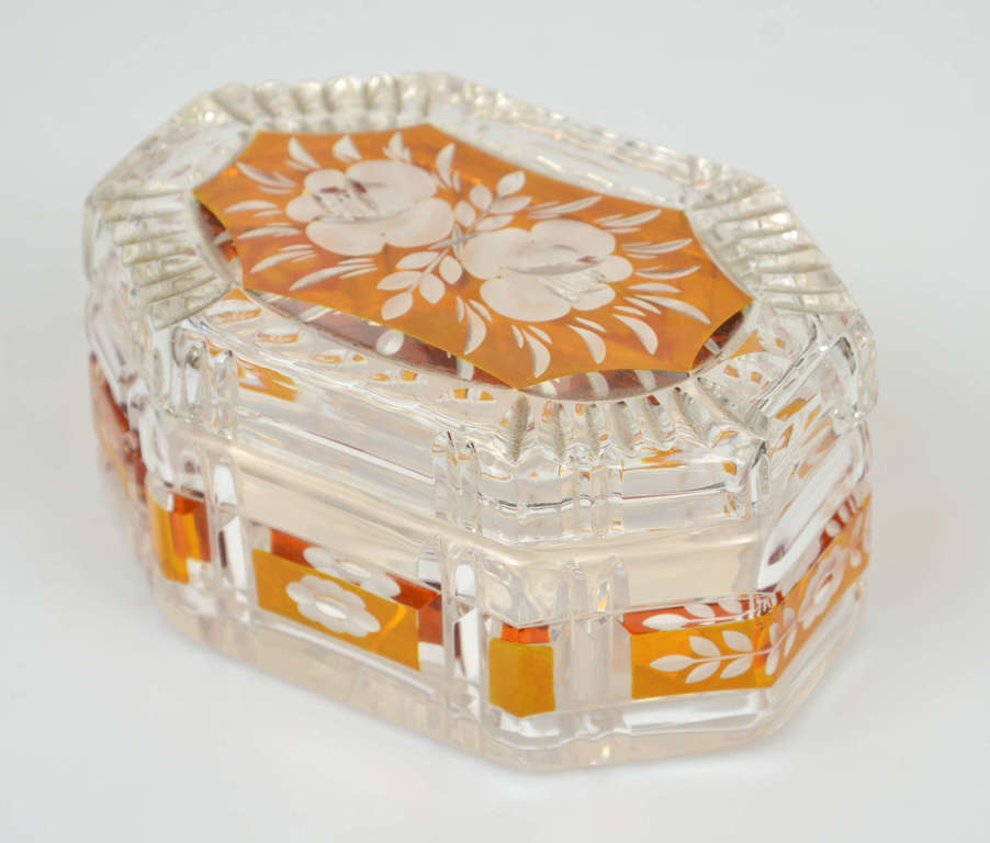 Crystal box with carved ornaments