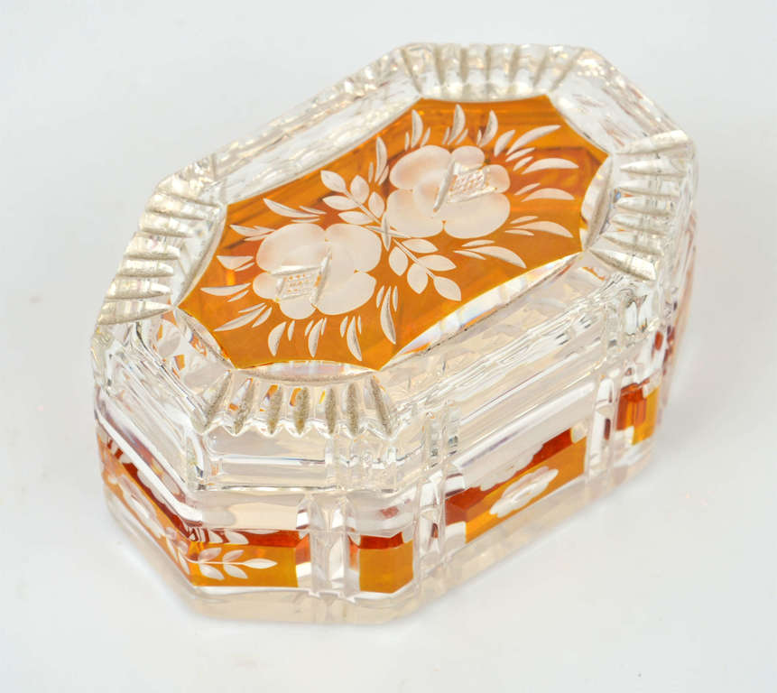 Crystal box with carved ornaments