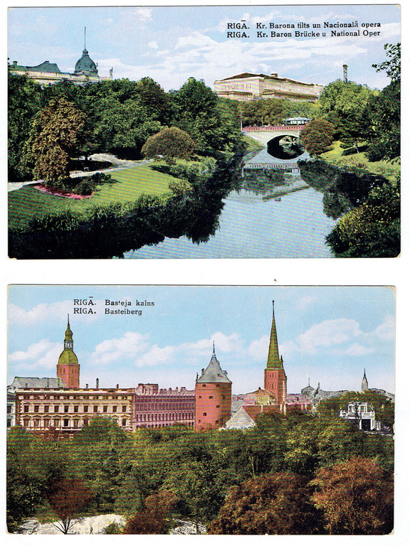 2 открытки - «Мост Кр. Барона и Национальная опера», «Холм Бастея».