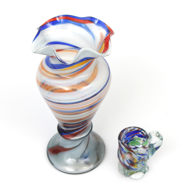 Livani glass factory set (Vase, cup, jug and ashtray)