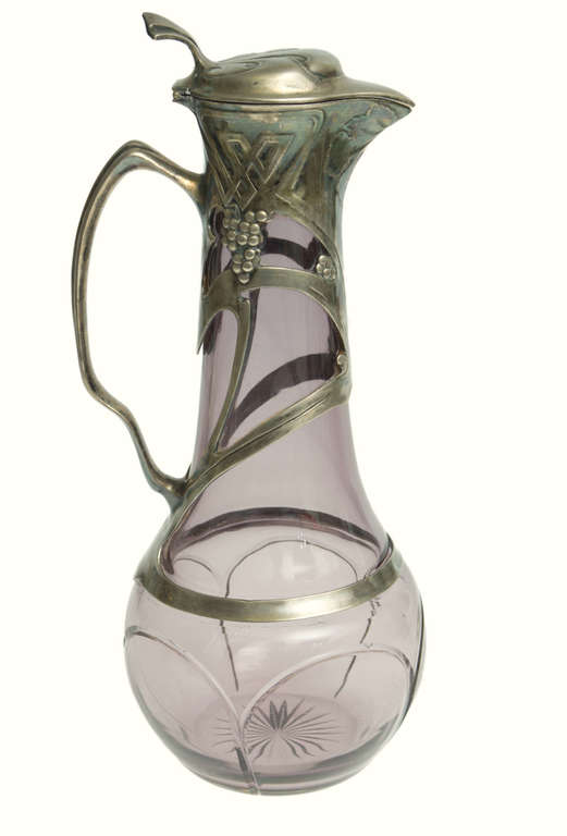 Stained glass jug with metal finish
