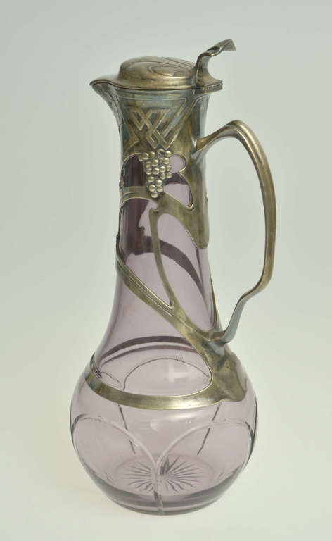 Stained glass jug with metal finish