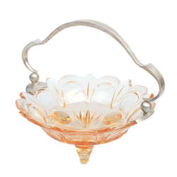 Art-deco style crystal fruit bowl with silver finish