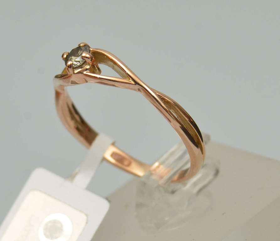Новое золотое кольцо 18 мм с бриллиантами 0,16 карата 