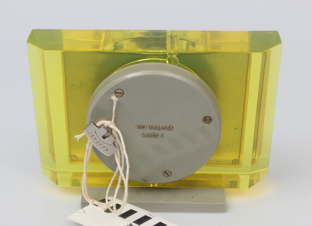 Uranium plexiglass case table clock