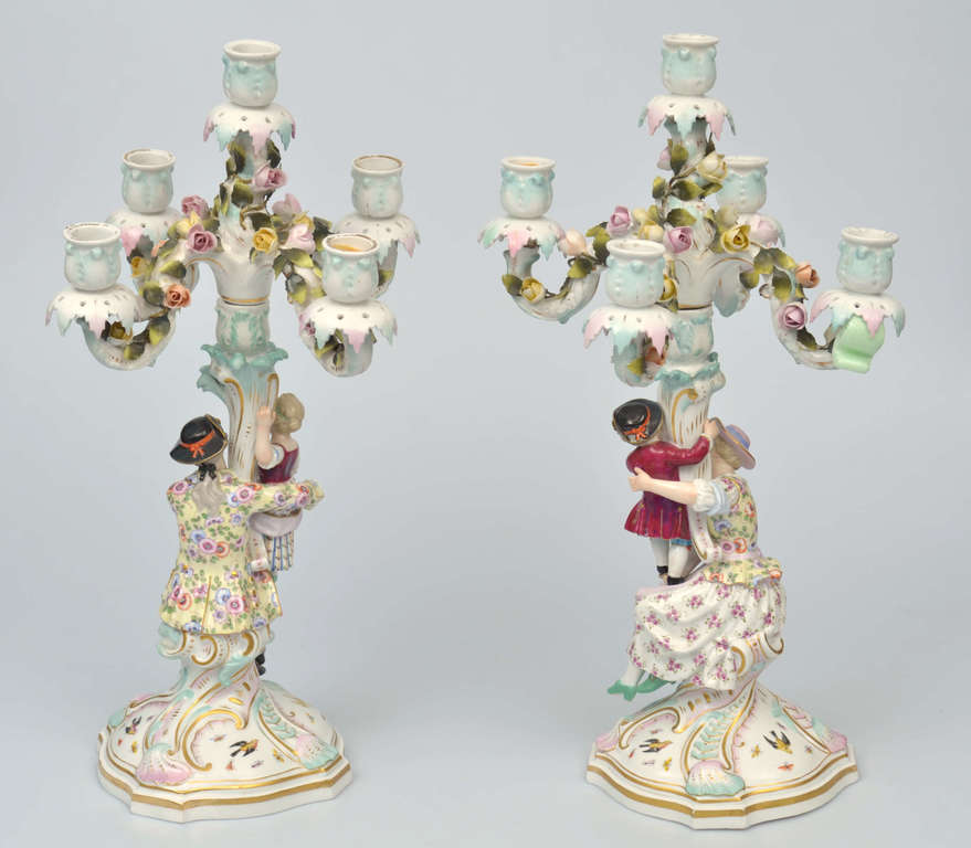 Meissene porcelain candlesticks