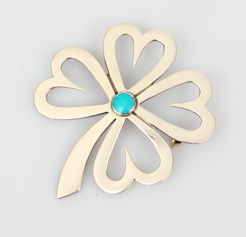 Silver Art Nouveau brooch with turquoise?