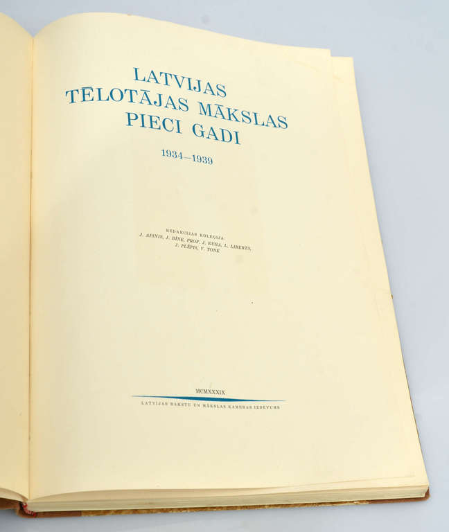 Grāmata ''Latvijas tēlotājas mākslas pieci gadi 1934-1939''