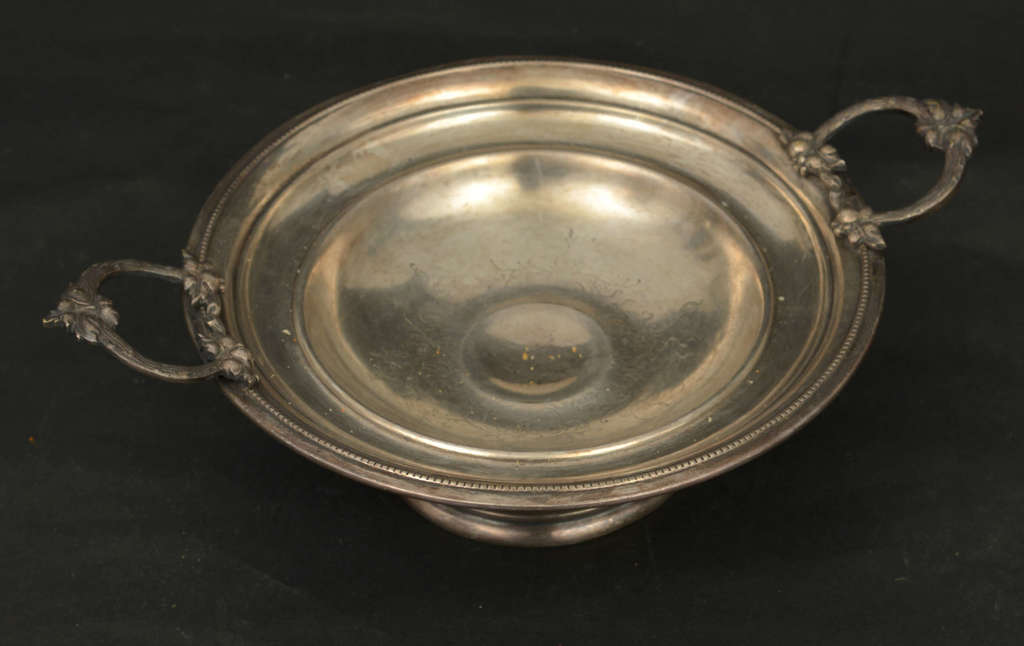 Silver-plated metal serving dish