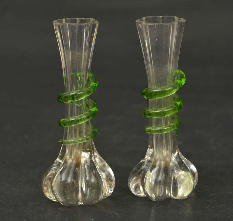 Glass vases with snake motif 2 pcs.