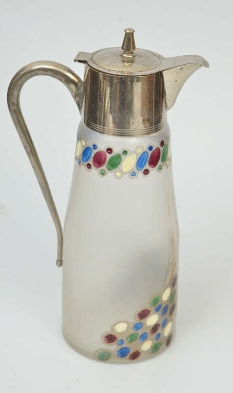 Painted glass decanter with metal finish