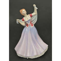 Porcelāna figūriņa ''Dāma rozas krāsas kleitā''