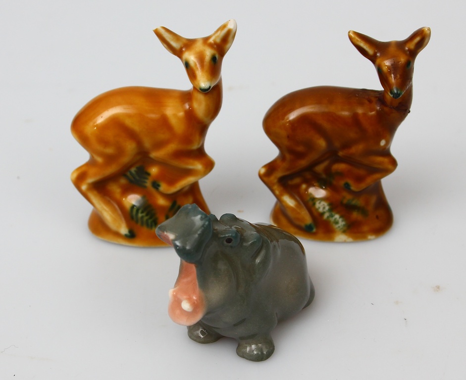 Набор различных минипластических фарфоровых фигурок + 1 каменный слон (всего 12 штук)