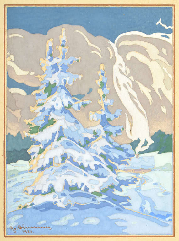 Картина - открытка - Зимний пейзаж