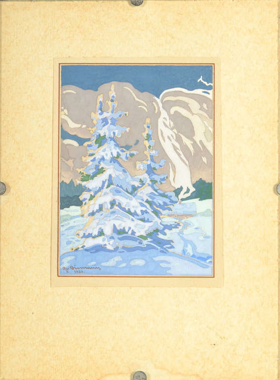 Painting - card - Winter landscape