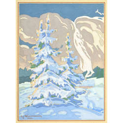 Glezna - kartiņa - Ziemas ainava