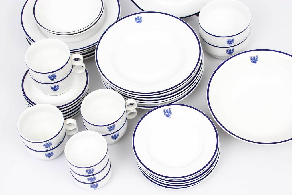 Porcelain set with invitation and menu of the famous Moscow restaurant 