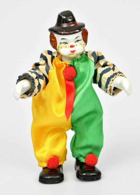 Фарфоровая кукла-клоун с гибкими ножками и ручками