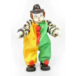 Фарфоровая кукла-клоун с гибкими ножками и ручками
