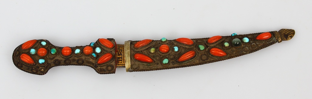 Ottoman silver dagger with corals and turquoise