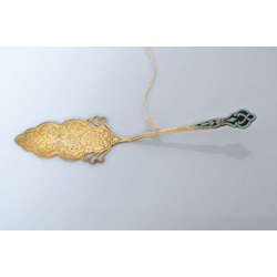 Silver spatula with gilding and enamel