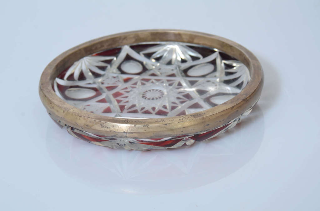 Cut glass bowl with silver finish