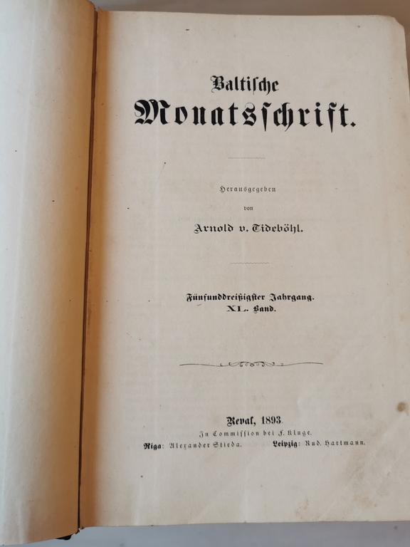 Baltische Monatsschrift Vol.40, 1893