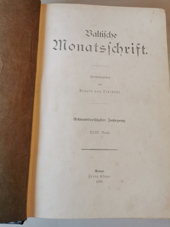 Baltische Monatsschrift Vol.43, 1896