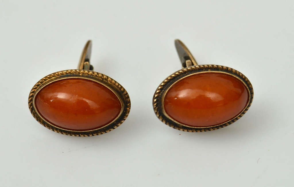 Silver cufflinks with amber