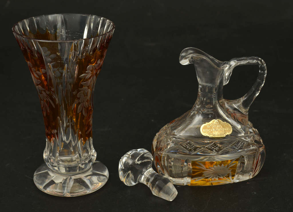 Crystal vase and oil / vinegar decanter