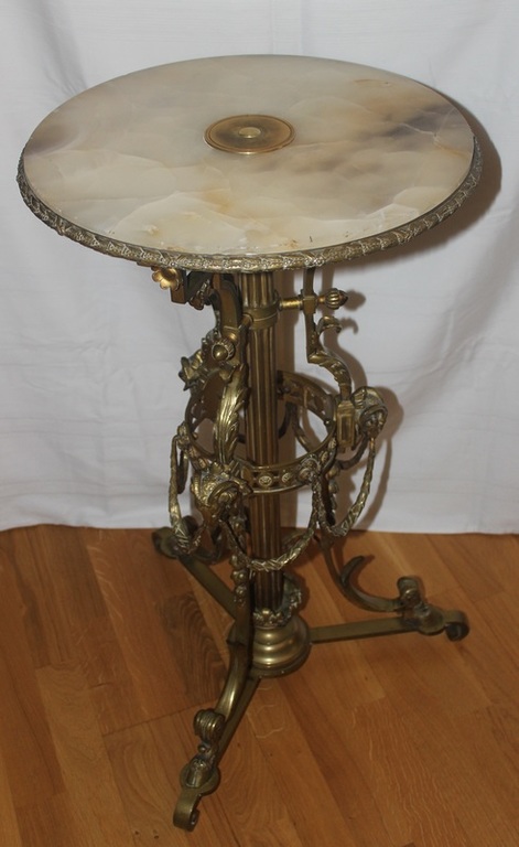 Bronze table with onyx